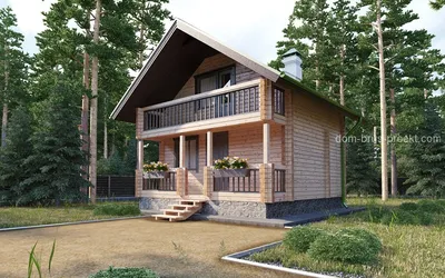 Проект двухэтажного деревянного дома с мансардой № 13-13 в скандинавском  стиле | каталог Проекты коттеджей