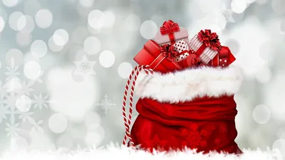 Новогодний стикер на окно \"Дед Мороз с мешком подарков\" купить в Туле