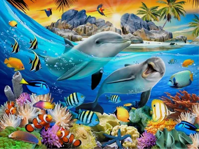 Купить раскрашивание по номерам «дельфины на закате» размер картинки –  18*24 см, цены на Мегамаркет | Артикул: 100000003618