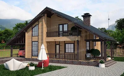 Проекты домов из бруса с террасой и верандой - СК Белый журавль