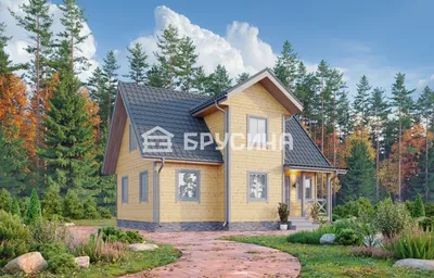 Проект одноэтажного брусового дома 7 на 9 с верандой – цена и планировка  (Москва)