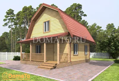 Деревянный дачный дом 6 на 6, проект дома с террасой, цена.