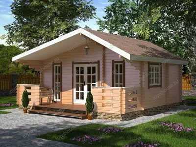 Проекты одноэтажных деревянных домов с террасой — каталог с ценами | DOMAMO