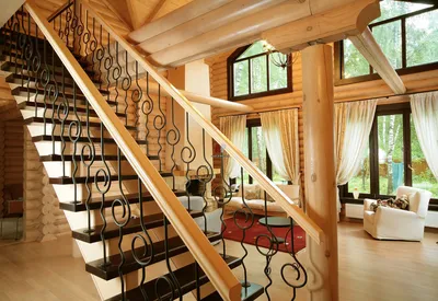 П-образные лестницы на второй этаж с площадкой. Цены на деревянные лестницы  | dmd stairs