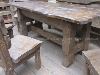 Деревянный стол с лавками арт. 150007 | Компания Плетень.
