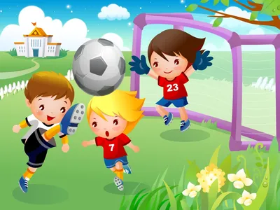 Симпатичные маленькие дети играют в футбол в парке :: Стоковая фотография  :: Pixel-Shot Studio