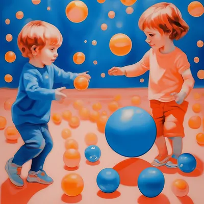 Дети играют в мяч» — создано в Шедевруме