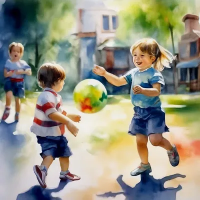Маленькие Дети Играют Футбол Открытом Воздухе Векторное изображение  ©yusufdemirci 324033846