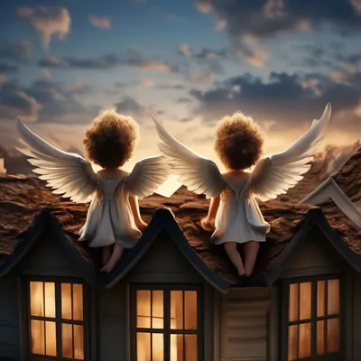 Детки-ангелочки,много, летят над …» — создано в Шедевруме