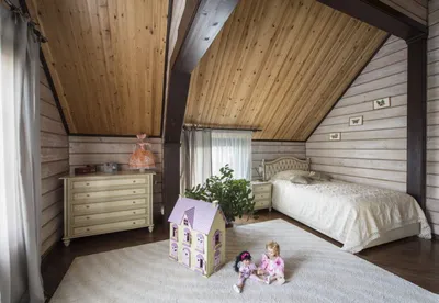 Дизайн проект комнаты для девочки. Интерьер деревянного дома