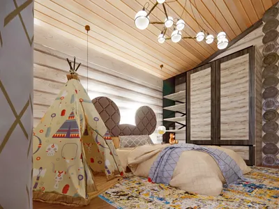 Дизайн детской спальни в срубе