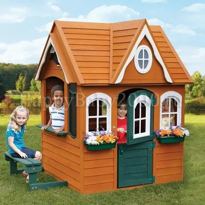 Детский игровой домик для дачи (Канада) | Детские площадки для дачи из  дерева и комплектующие для детских площадок недорого с бесплатной доставкой  и сборкой