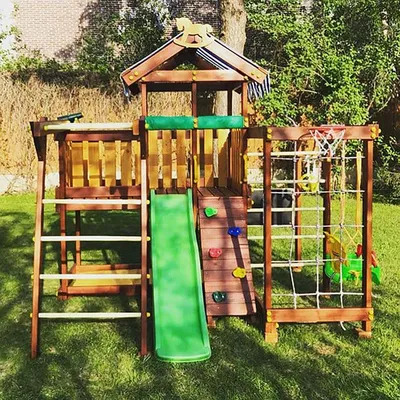 Детский игровой комплекс Mountain House Deluxe (США) | Детские площадки для  дачи из дерева и комплектующие для детских площадок недорого с бесплатной  доставкой и сборкой