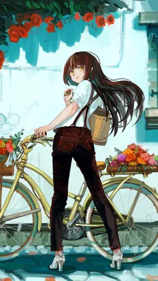 Картина по номерам \"Девушка и велосипед\"