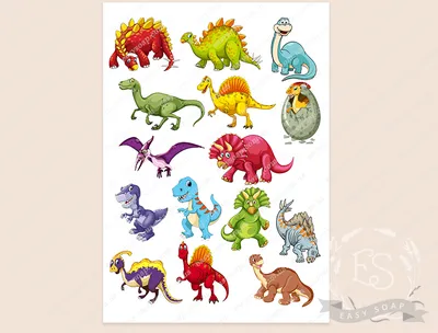 Вафельные и Сахарные съедобные картинки - \"Динозавры и динозаврики\" на  торт, маффин, капкейк или пряник | \"CakePrint\"™ - Украина