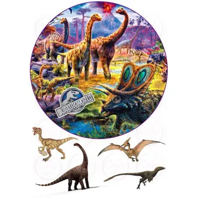 Вафельные картинки - \"Динозавры и динозаврики\" - на торт, маффин, капкейк  или пряник | \"CakePrint\"™ - Украина