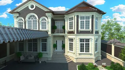 Дизайн фасада частного дома: плитка White Hills, проект фасада, фото
