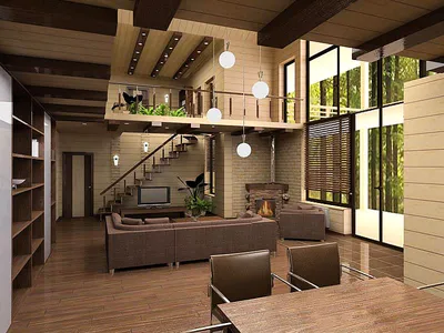 Дизайн интерьера загородного дома \"Дом из клееного бруса в стиле шале\" |  Портал Люкс-Дизайн.RU