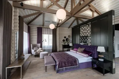 Спальня в деревянном доме. Обустройство комнаты в срубе из дерева