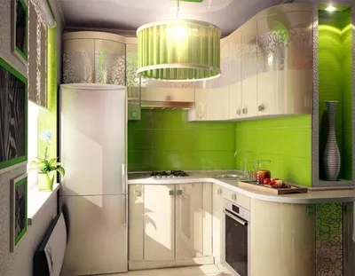 Дизайн маленькой кухни 5 кв. м с холодильником