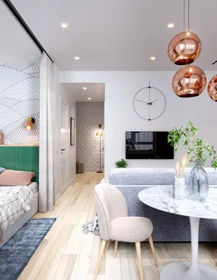 Дизайн однокомнатной квартиры в 2022: 150 лучших фото идей интерьера однокомнатной  квартиры - ArtProducts
