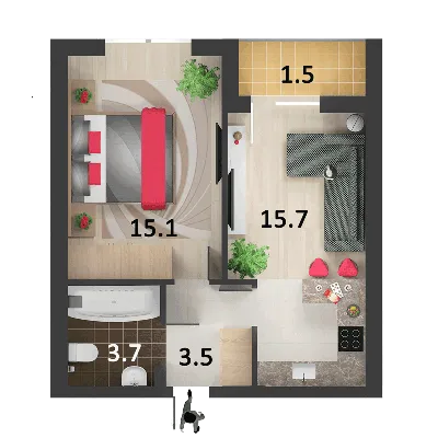 Интересно разобраться: грамотная планировка однокомнатной квартиры |  Идеальный интерьер | Дзен