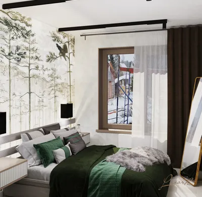 Дизайн интерьера большой спальни в загородном доме