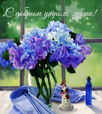 С добрым утром, мама | Flower canvas, Flower painting, Hydrangeas art