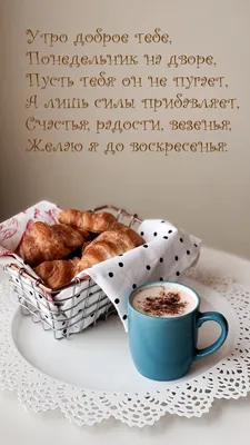 Прикольная открытка \"Доброе утро понедельника!\", с котиком пьющим чай •  Аудио от Путина, голосовые, музыкальные