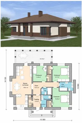 План одноэтажного небольшого дома до 120 кв.м. | Архитектурное бюро  \"Беларх\" - Авторские проекты планы домов и коттеджей