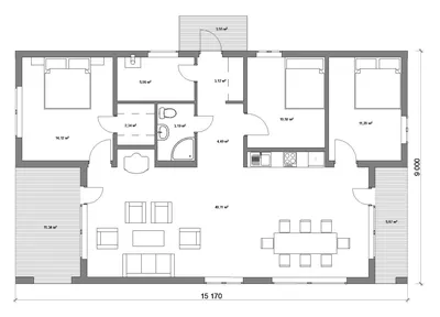 Проект одноэтажного дома с террасой до 120 кв м. S-234