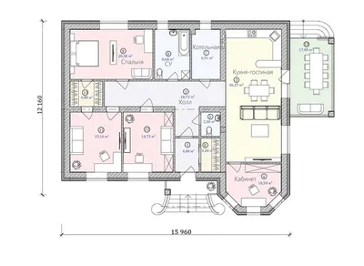 Одноэтажный дом площадью 120 кв.м. Проект 20-12 — Проекты домов в Оренбурге