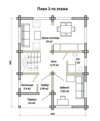 Проект: Дом из бруса 6 на 9. 86 м2 – цена, характеристики, комплектация