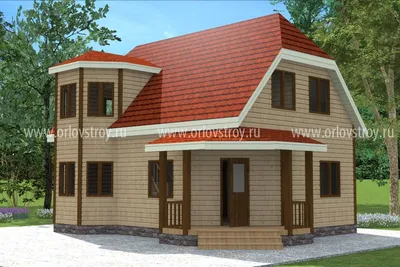 Полутораэтажный дом 6 на 9 с террасой 6 на 2 - Строительство домов из бруса  в Иркутске