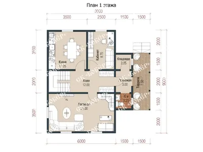 Проект двухэтажного дома 8х8 из бруса с отличной планировкой