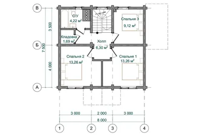 Каркасный дом 7 на 8 с мансардой, проект и цена в Москве - 022КДБО150 -  53Строй