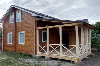 Одноэтажный деревянный дом 6на9 с террасой и крыльцом - строительство в Мск  и МО - цена от 830000 рублей