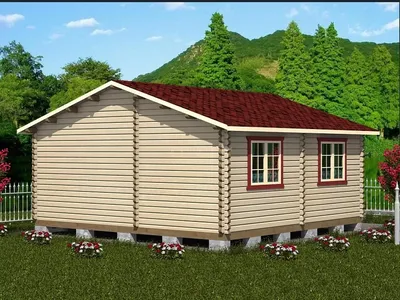 Одноэтажный деревянный дом с антресолью проект 6х6 Бунгало