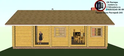 Спец проект ДК-032-1: Одноэтажный Каркасный дом и Баня под одной крышей на  одной Ж/Б плите