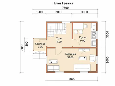 Дом из бруса 6х6 м с угловой террасой проект Д12 в Санкт-Петербурге
