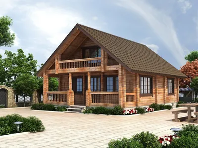 Дом из бруса с мансардой, деревянный дачный домик с мансардой, планировки  дома из бруса с мансардой