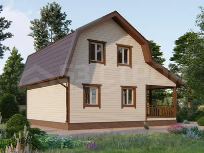 Дачный дом из бруса 4х6 с мансардой — проект, цена