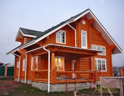 Дом из оцилиндрованного бревна в деревне Фалилеево, Рыбинский район,  внутренняя отделка - строительная компания ПрофиСтрой
