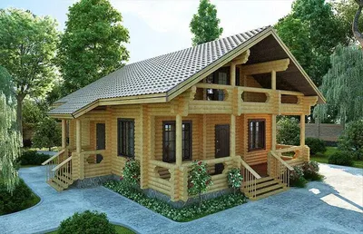 Проект дома из оцилиндрованного бревна 130 м2, цена под ключ 3 000 000 руб  - «Невский Дом», Спб
