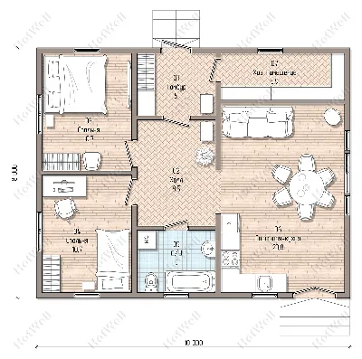 Проекты домов до 100 м² - Планы, 3D виды, фото, чертежи и планировки  коттеджей до 100 кв м