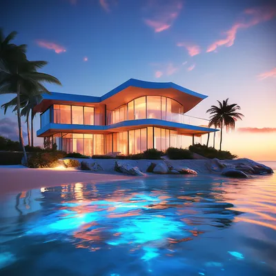 Роскошный дом на пляже, море, …» — создано в Шедевруме