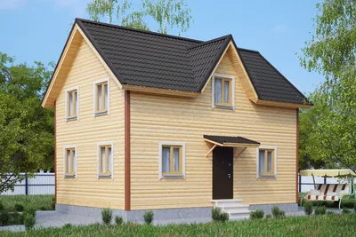 Деревянный дом из бруса 6х9 Обнинск, дом в полтора этажа, цена, фото