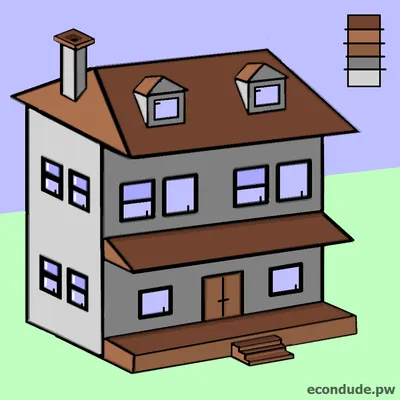 Иллюстрация Простой рисунок дома в стиле 2d, графика, компьютерная