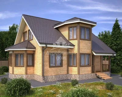 Проект одноэтажного дома с мансардой. эркером и балконом 02-01 🏠 |  СтройДизайн