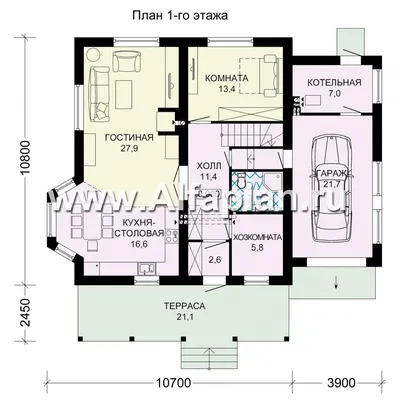 Современный стильный дом с террасой и гаражом. Купить проект 399E